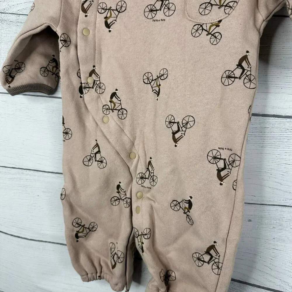 Tete a Tete Baby One Piece Lot of 2 Sleepers 50-70 3-6m Cycling Bon Appetite